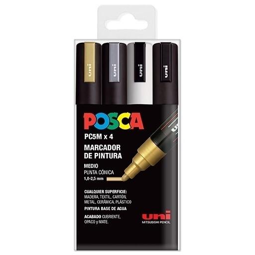 Posca Rotulador PC-5M Estuche Fluor 4 Colores