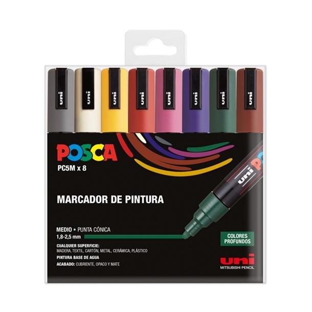 Posca Rotulador PC-5M Estuche Surtido Oscuros 8 Colores
