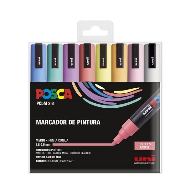 Posca Rotulador PC-5M Estuche Surtido Pastel 8 Colores