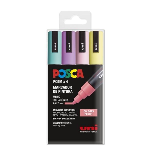 Posca Rotulador PC-5M Estuche Surtido Pastel 4 Colores