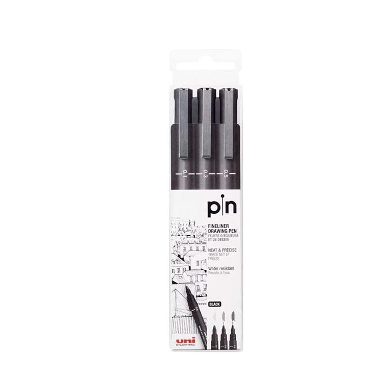 Uni-Ball Fineliner Estuche 3 Rotuladores Calibrados Negro