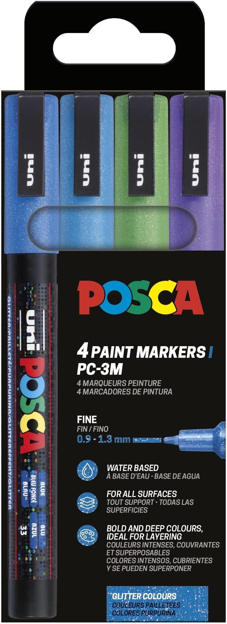 Posca Rotulador PC-3M/4C Set Colores Fríos Purpurina