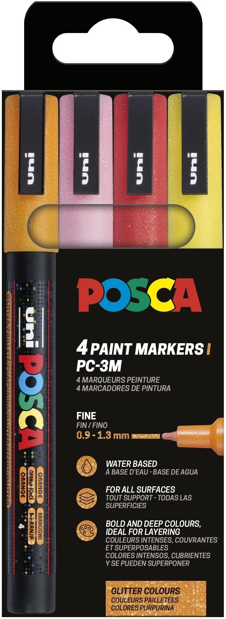 Posca Rotulador PC-3M/4C Set Colores Cálidos Purpurina