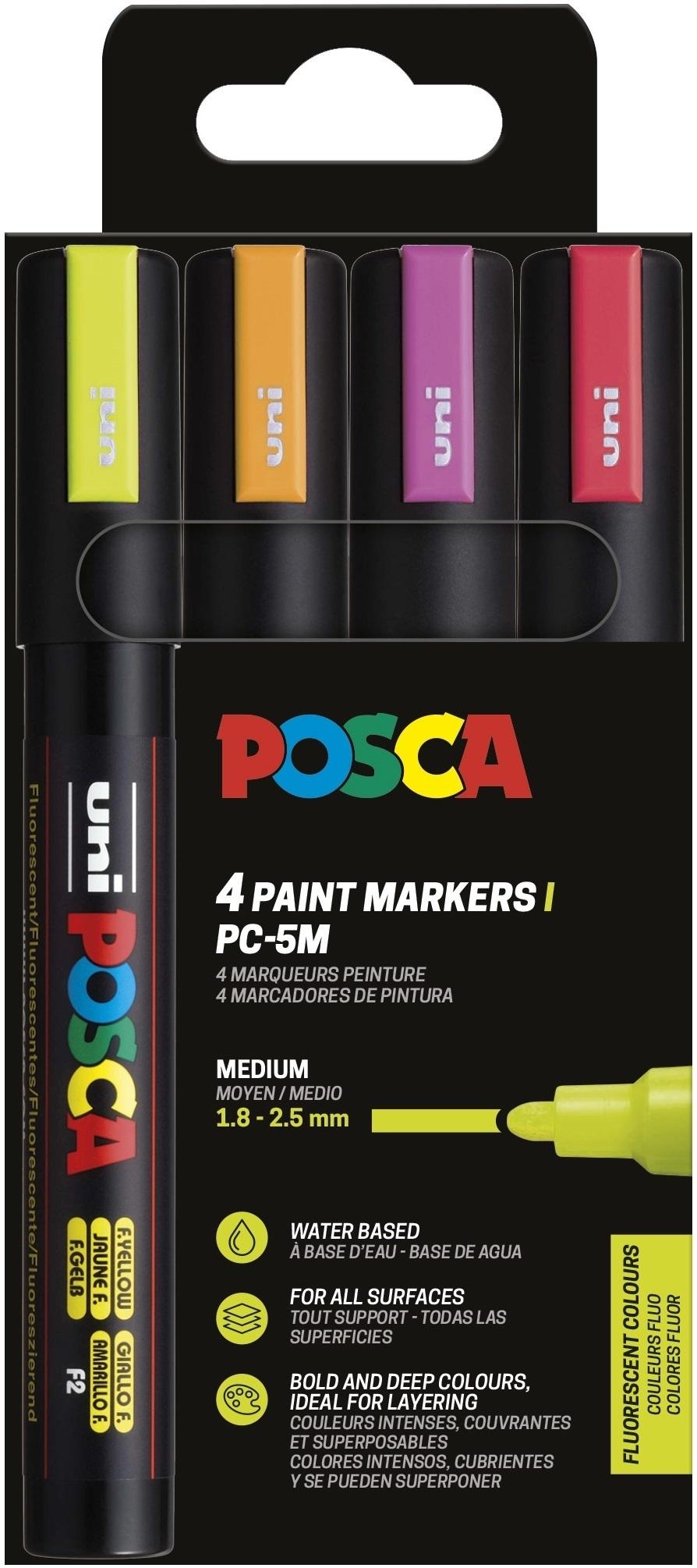 Posca Rotulador PC-5M/4C Set Colores Fluor